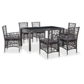 Gray synthetic rattan 7-piece garden dining set by vidaXL, Garden sets - Ref: Foro24-45993, Price: 483,59 €, Discount: %