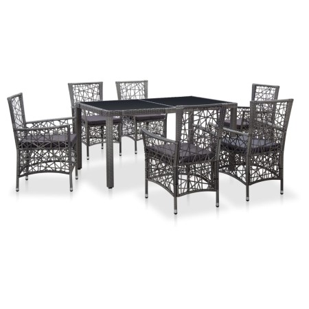 Juego de comedor de jardín 7 piezas de ratán sintético gris de vidaXL, Conjuntos de jardín - Ref: Foro24-45993, Precio: 489,3...