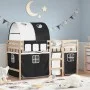 Kinderhochbett mit schwarz-weißem Kiefernholztunnel 90x190 cm von , Betten und Lattenroste - Ref: Foro24-3283853, Preis: 184,...