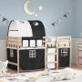 Kinderhochbett mit schwarz-weißem Kiefernholztunnel 90x190 cm von , Betten und Lattenroste - Ref: Foro24-3283853, Preis: 169,...