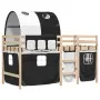 Kinderhochbett mit schwarz-weißem Kiefernholztunnel 90x190 cm von , Betten und Lattenroste - Ref: Foro24-3283853, Preis: 184,...