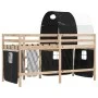 Kinderhochbett mit schwarz-weißem Kiefernholztunnel 90x190 cm von , Betten und Lattenroste - Ref: Foro24-3283853, Preis: 184,...