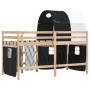 Kinderhochbett mit schwarz-weißem Kiefernholztunnel 90x190 cm von , Betten und Lattenroste - Ref: Foro24-3283853, Preis: 169,...