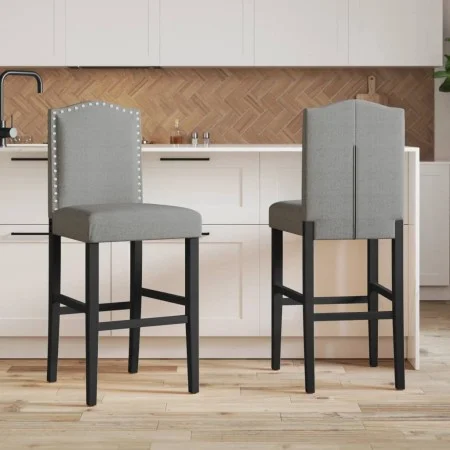 Taburetes altos 2 uds madera maciza de caucho y tela de , Taburetes de cocina - Ref: Foro24-4006207, Precio: 111,67 €, Descue...