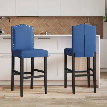 High stools 2 pcs solid rubber wood and fabric by , Kitchen stools - Ref: Foro24-4006211, Price: 112,14 €, Discount: %