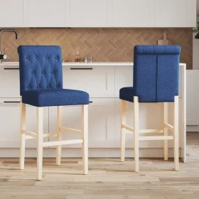 Hohe Hocker, 2 Stück, massives Gummiholz und Stoff von , Küchenhocker - Ref: Foro24-4006218, Preis: 113,59 €, Rabatt: %