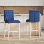 High stools 2 pcs solid rubber wood and fabric by , Kitchen stools - Ref: Foro24-4006218, Price: 113,59 €, Discount: %