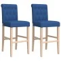 High stools 2 pcs solid rubber wood and fabric by , Kitchen stools - Ref: Foro24-4006218, Price: 113,59 €, Discount: %