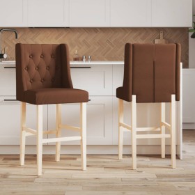 High stools 2 pcs solid rubber wood and fabric by , Kitchen stools - Ref: Foro24-4006224, Price: 96,67 €, Discount: %