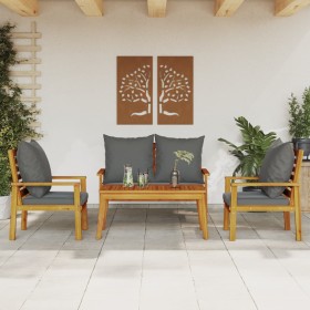 4-piece garden furniture set with solid acacia wood cushions by , Garden sets - Ref: Foro24-3211796, Price: 416,51 €, Discoun...