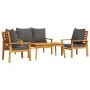 4-teiliges Gartenmöbel-Set mit Kissen aus massivem Akazienholz von , Gartensets - Ref: Foro24-3211796, Preis: 391,18 €, Rabat...