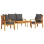 4-teiliges Gartenmöbel-Set mit Kissen aus massivem Akazienholz von , Gartensets - Ref: Foro24-3211796, Preis: 417,00 €, Rabat...