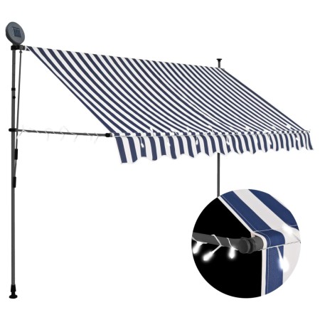 Manual retractable awning with blue and white LED 250 cm by vidaXL, Awnings - Ref: Foro24-145844, Price: 92,59 €, Discount: %