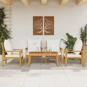 5-piece garden furniture set with solid acacia wood cushions by , Garden sets - Ref: Foro24-3211804, Price: 444,75 €, Discoun...