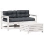 3-teiliges Gartenmöbel-Set mit Kissen aus weißem Kiefernholz von , Gartensets - Ref: Foro24-3250765, Preis: 300,91 €, Rabatt: %