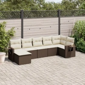 7-teiliges Gartensofa-Set mit braunen PE-Rattan-Kissen von , Gartensets - Ref: Foro24-3220482, Preis: 456,71 €, Rabatt: %