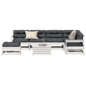Set muebles jardín con cojines 8 pzas madera maciza pino blanco de , Conjuntos de jardín - Ref: Foro24-3250593, Precio: 740,8...