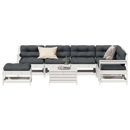 Garden furniture set with cushions 8 pieces solid white pine wood by , Garden sets - Ref: Foro24-3250593, Price: 722,53 €, Di...