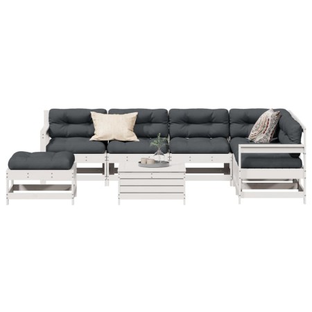 Gartenmöbel-Set mit Kissen, 8-teilig, massives weißes Kiefernholz von , Gartensets - Ref: Foro24-3250593, Preis: 740,88 €, Ra...