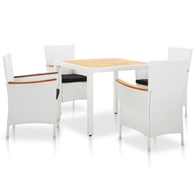 5-teiliges Gartensitzgruppen-Set aus weißem Kunststoff-Rattan von vidaXL, Gartensets - Ref: Foro24-45982, Preis: 376,15 €, Ra...