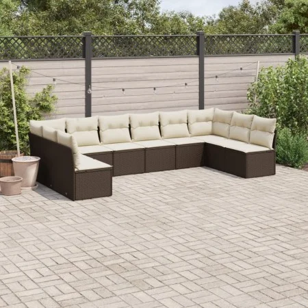 10-piece garden sofa set and brown synthetic rattan cushions by , Garden sets - Ref: Foro24-3218093, Price: 622,06 €, Discoun...
