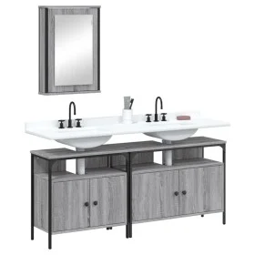 3-teiliges Badezimmermöbelset aus grauem Sonoma-Sperrholz von , Badezimmermöbel - Ref: Foro24-3214788, Preis: 160,11 €, Rabat...