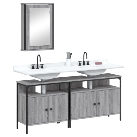 3-teiliges Badezimmermöbelset aus grauem Sonoma-Sperrholz von , Badezimmermöbel - Ref: Foro24-3214788, Preis: 161,46 €, Rabat...