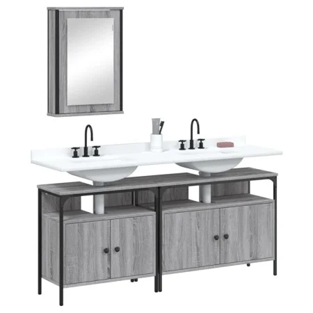 Set de muebles de baño 3 pzas madera contrachapada gris sonoma de , Muebles de baño - Ref: Foro24-3214788, Precio: 159,87 €, ...