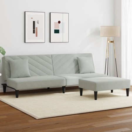 Sofa set with cushions 2 pieces light gray velvet by , Sofas - Ref: Foro24-3216262, Price: 293,82 €, Discount: %