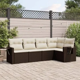 5-piece garden dining set and brown synthetic rattan cushions by , Garden sets - Ref: Foro24-3220132, Price: 358,41 €, Discou...