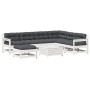 Gartenmöbel-Set mit Kissen, 8-teilig, massives weißes Kiefernholz von , Gartensets - Ref: Foro24-3250585, Preis: 708,64 €, Ra...