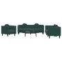Dark green velvet 3-piece sofa set with cushions by , Sofas - Ref: Foro24-3209249, Price: 714,55 €, Discount: %