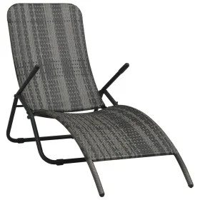 Folding synthetic rattan sun lounger in gray by vidaXL, Loungers - Ref: Foro24-48128, Price: 74,55 €, Discount: %