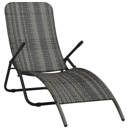 Folding synthetic rattan sun lounger in gray by vidaXL, Loungers - Ref: Foro24-48128, Price: 75,02 €, Discount: %