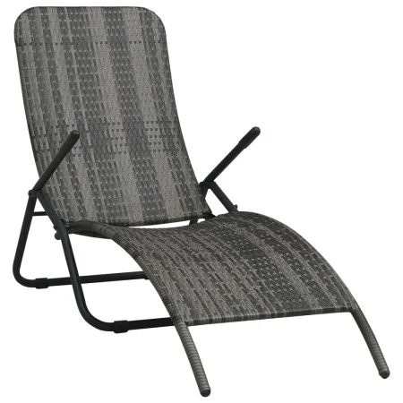 Folding synthetic rattan sun lounger in gray by vidaXL, Loungers - Ref: Foro24-48128, Price: 74,55 €, Discount: %