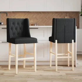 High stools 2 pcs solid rubber wood and fabric by , Kitchen stools - Ref: Foro24-4006226, Price: 96,33 €, Discount: %