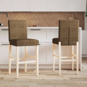 Taburetes altos 2 uds madera maciza de caucho y tela de , Taburetes de cocina - Ref: Foro24-4006195, Precio: 86,81 €, Descuen...