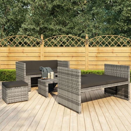 5-teiliges Gartenmöbel-Set und graue synthetische Rattankissen von vidaXL, Gartensets - Ref: Foro24-48134, Preis: 297,99 €, R...