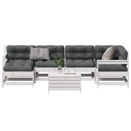 7-piece garden furniture set with solid white pine wood cushions by , Garden sets - Ref: Foro24-3250945, Price: 610,11 €, Dis...