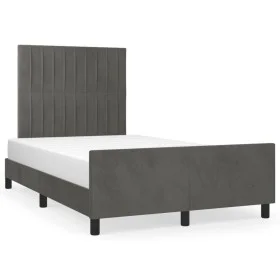 Dark gray velvet bed frame with headboard 120x190 cm by , Beds and slatted bases - Ref: Foro24-3270591, Price: 169,09 €, Disc...