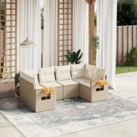 Garden sofa set with cushions 6 pieces beige synthetic rattan by , Garden sets - Ref: Foro24-3227101, Price: 471,60 €, Discou...