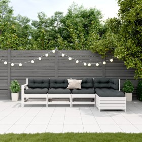 5-teiliges Gartenmöbel-Set mit Kissen aus massivem Weißkiefernholz von , Gartensets - Ref: Foro24-3250849, Preis: 446,97 €, R...