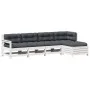 Set muebles jardín 5 pzas con cojines madera maciza pino blanco de , Conjuntos de jardín - Ref: Foro24-3250849, Precio: 443,0...