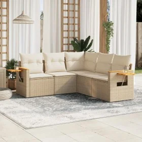 Garden sofa set with cushions 5 pieces beige synthetic rattan by , Garden sets - Ref: Foro24-3226800, Price: 418,06 €, Discou...