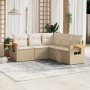 Garden sofa set with cushions 5 pieces beige synthetic rattan by , Garden sets - Ref: Foro24-3226800, Price: 394,75 €, Discou...