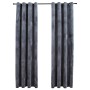 Cortinas opacas anillas 2 uds terciopelo antracita 140x175 cm