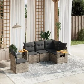 Garden sofa set with cushions 5 pieces gray synthetic rattan by , Garden sets - Ref: Foro24-3226816, Price: 327,76 €, Discoun...