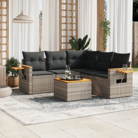 6-teiliges Gartenmöbel-Set und graue synthetische Rattankissen von , Gartensets - Ref: Foro24-3226809, Preis: 367,40 €, Rabat...