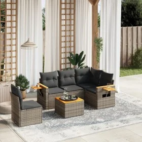 6-teiliges Gartenmöbel-Set und graue synthetische Rattankissen von , Gartensets - Ref: Foro24-3226823, Preis: 367,60 €, Rabat...