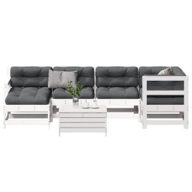 7-teiliges Gartenmöbel-Set mit Kissen aus massivem Weißkiefernholz von , Gartensets - Ref: Foro24-3250953, Preis: 617,68 €, R...